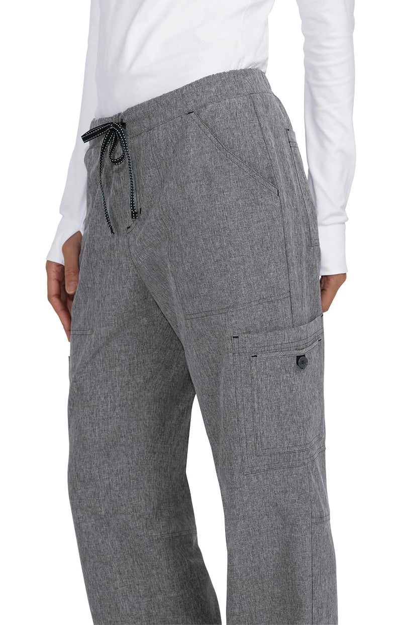 KOI Basics Holly Women's 8-Pocket Stretch Cargo Scrub Pants Heather Grey Large - Image 3
